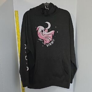 Morbid Podcast Grey Hoodie with Pink Ghost Design
